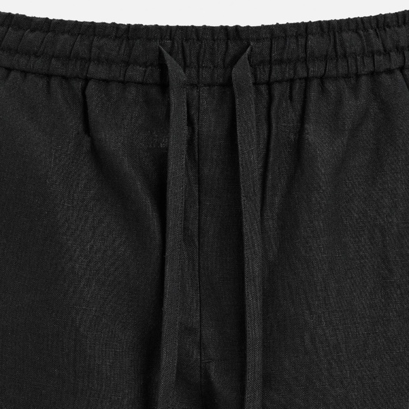 ZARA 100% Linen Pants Mens Black Size Large Relaxed Fit NWT - Picture 6 of 7